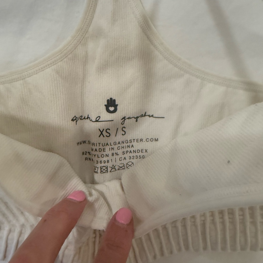 Spiritual Gangster Cream Ribbed Tank